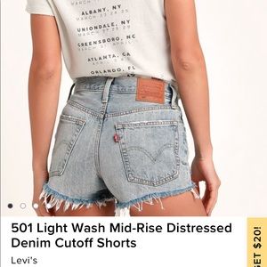 501 light wash denim shorts